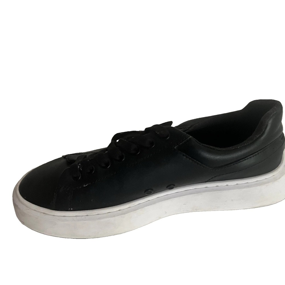 HUGO by Hugo Boss Men's Black Leather Sneakers EU 42 US 9 White Sole - Picture 7 of 14
